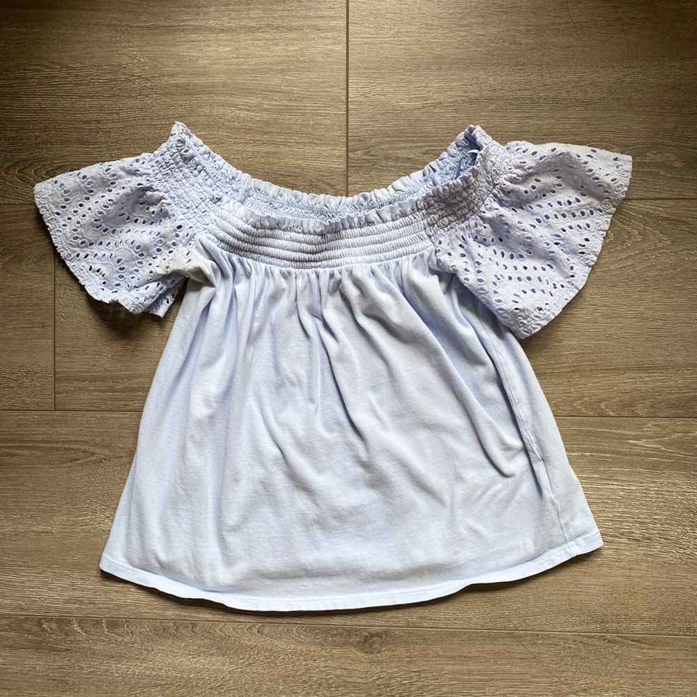 Express Baby Blue Off the Shoulder Blouse